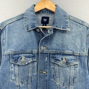 Gap Icon Denim Jean Jacket Medium Stonewash Trucker Men's M Cotton Retro Rock